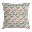 Outlines Blossoming Nature Colorful Cushion Cover