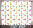 Pastel Watercolor Pineapple Art Window Curtain Home Decor