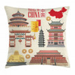 Buildings China Art Printed Cushion Cover
