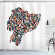 Map Created With Colorful People Shower Curtain Home Decor