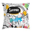 Summer Items Pictogram Printed Cushion Cover Home Decor