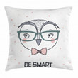 Cartoon Smart Owl Boy Pattern Printed Cushion Cover