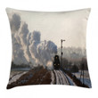 Train Snowy Scene Printed Cushion Cover Home Decor