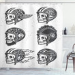 Greyscale Sketch Skulls Wear Hat Pattern Shower Curtain Home Decor