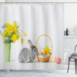 Dyed Eggs And Rabbit Image Shower Curtain Home Decor
