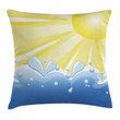 Vector Sun Wavy Sea Art Printed Cushion Cover