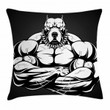 Biceps Bodybuilder Animal Art Pattern Printed Cushion Cover