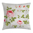 Vintage Rose Petals Leaf Printed Cushion Cover Home Decor