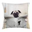 Puppy Reading Newspaper Pattern Printed Cushion Cover