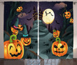 Horror Castle Pumpkin Moon Pattern Window Curtain Home Decor