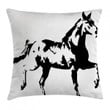 Running Horse Silhouette Pattern Printed Cushion Cover