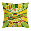 Maracas And Mustache Fiesta Party Art Pattern Printed Cushion Cover
