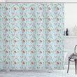 Doodle Blossoms Leaves Pattern Shower Curtain Home Decor