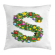 Christmas Ornament Letter S Pattern Cushion Cover