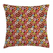 Colorful Yummy Donuts Art Pattern Printed Cushion Cover