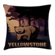 Bear At Yellowstone Forest Cushion Cover Home Decor