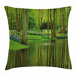 Forest With Lake Botany Art Printed Cushion Cover