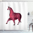 Pink Abstract Animal Llama Pattern Shower Curtain Home Decor