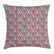 Doodle Puppy Pink And Grey Printed Cushion Cover Home Decor