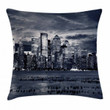 Dramatic View Nyc Skyline Art Pattern Printed Cushion Cover