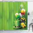 Shamrock Charm Corn Green Orange Ballon Pattern Shower Curtain Home Decor