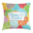 Spring Holiday Colorful Eggs Happy Easter Pattern Cushion Cover