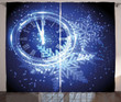 Snowflakes And Time Clock Pattern Window Curtain Home Decor