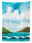 Waves Islands Blue Sky Printed Tablecloth Home Decor