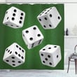 Casino Rolling Dice Set Green 3d Printed Shower Curtain Bathroom Decor