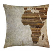 Wooden Plank Map Pattern Art Printed Cushion Cover