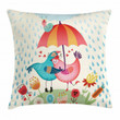 Valentine's Day Birds Under The Rain Art Pattern Printed Cushion Cover