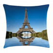 Eiffel Water Reflection Art Pattern Printed Cushion Cover