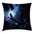 Quite Woodland Full Moon Art Pattern Printed Cushion Cover