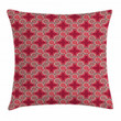 Round Folk Ornaments Maroon Background Pattern Cushion Cover