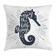 Uplifting Phrase Seahorse Enjoy The Little Things Art Printed Cushion Cover