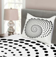 Spiral Monochrome Black 3D Printed Bedspread Set
