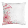 Romance Watercolor Pink Flowers Pattern Cushion Cover