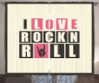 Retro Slogan Grunge I Love Rock And Roll Pattern Window Curtain Home Decor