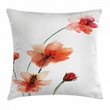 Colorful Wildflower White Background Pattern Printed Cushion Cover