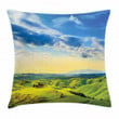 Sunset In Tuscany Rural Art Pattern Printed Cushion Cover