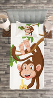 Monkey With Banana Tree 3D Printed Bedspread Set