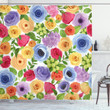 Ornate Colorful Roses Printed Shower Curtain Home Decor