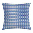 Moroccan Traditional Dark Blue And White Art Pattern Printed Cushion Cover