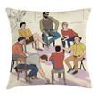 Group Therapy Illustration Printed Cushion Cover Home Decor