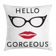 Red Lipstick Hello Gorgeous Pattern Printed Cushion Cover