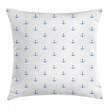 Vivid Blue Anchor Pattern Printed Cushion Cover