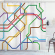 Vibrant Striped Metro Route 3d Printed Shower Curtain Bathroom Decor