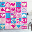 Hearts In Square Shape Pattern Shower Curtain Home Decor