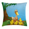 Duck And Ducklings Pattern Printed Cushion Cover