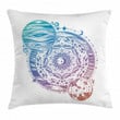 Moon And Planet Colorful Pattern Printed Cushion Cover